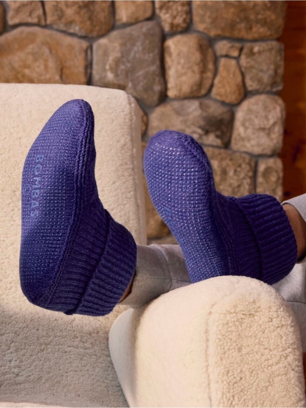 BOMBAS THE GRIPPER SLIPPER BOOTIES IN COSMIC NIGHT BLUE